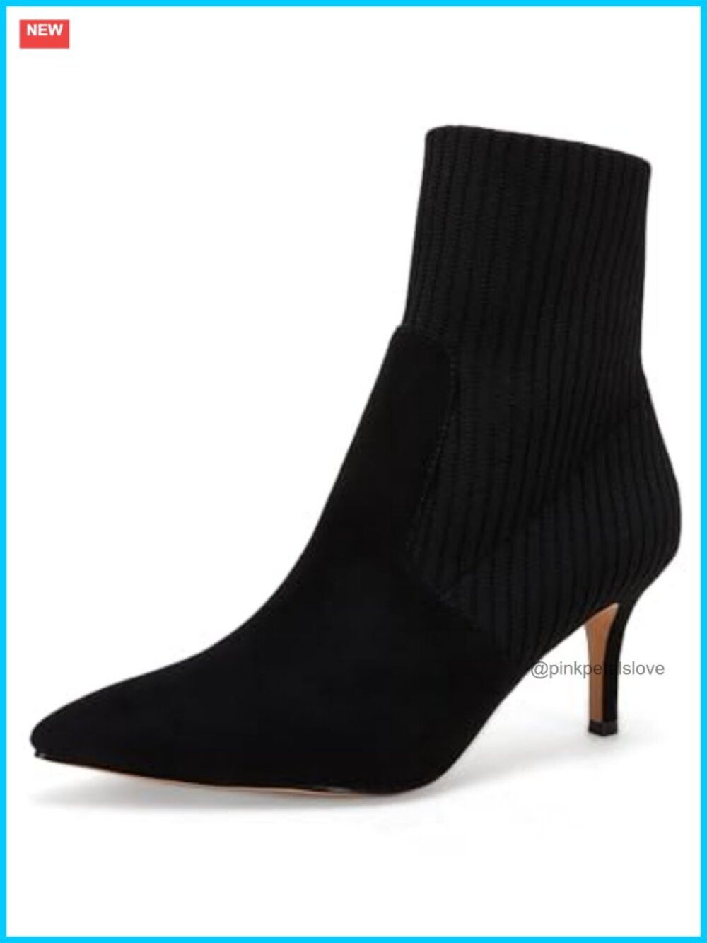 Pointed Toe Ankle Boots Stiletto Kitten Heel Knit Faux Suede Sock Booties